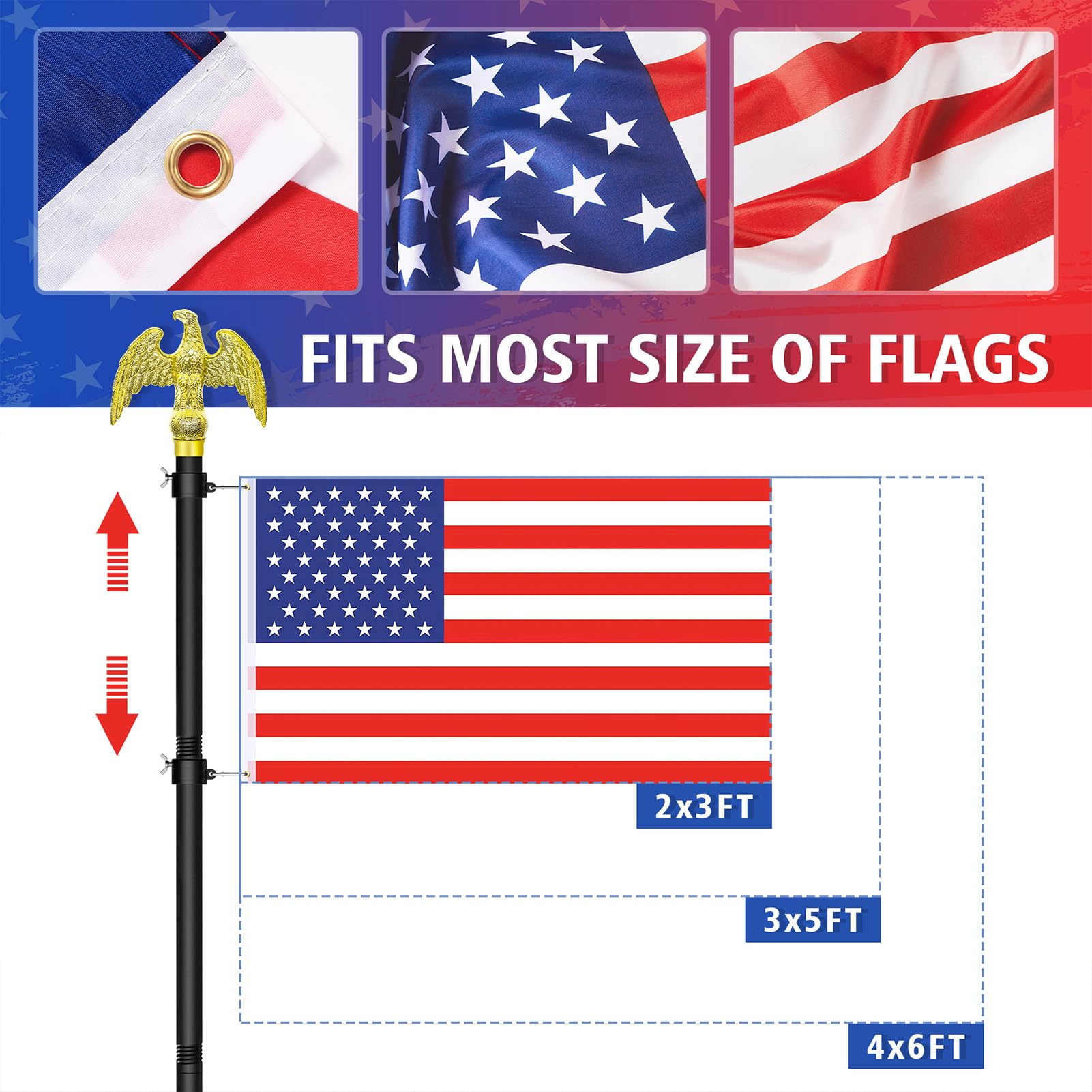 Enayplon tangle-free rotating rings closeup preventing wrap and extending flag life