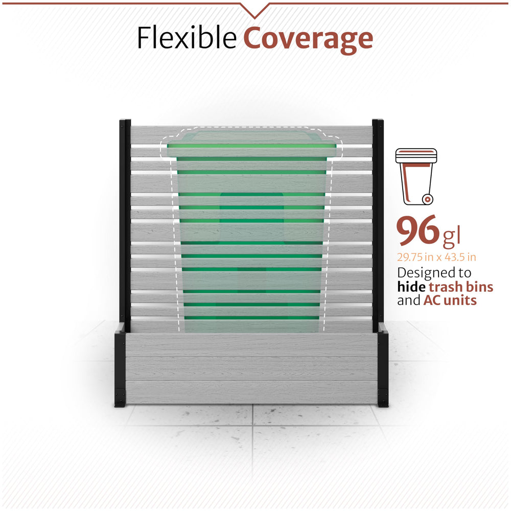 Enclo Florence installed on balcony with potted plants, creates a stylish screened nook