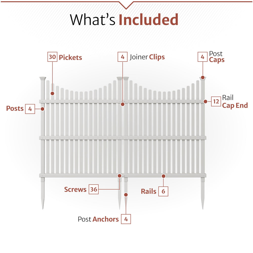 Enclo Privacy Screens close-up on swooped picket detail highlighting durable vinyl finish