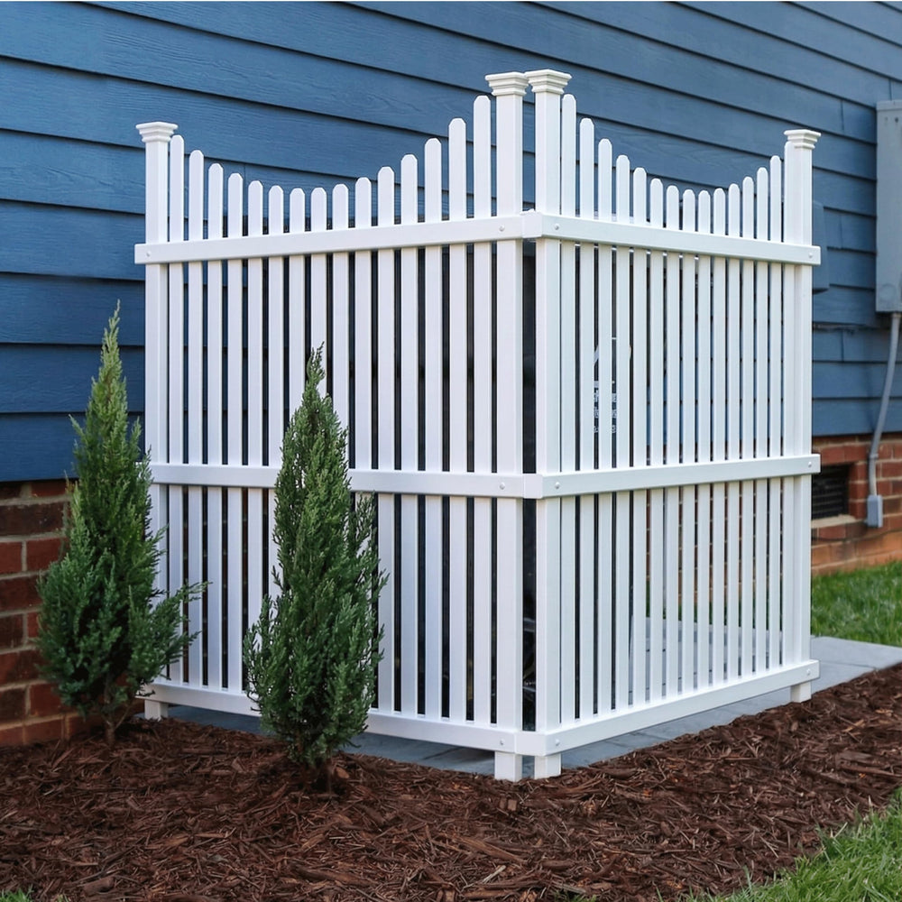 Enclo Privacy Screens front view of two white panels showing design and benefit of instant privacy