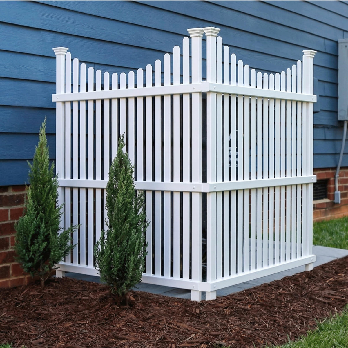 Enclo Privacy Screens front view of two white panels showing design and benefit of instant privacy