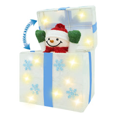 ENCMY front view of illuminated gift box showing festive design and curb appeal