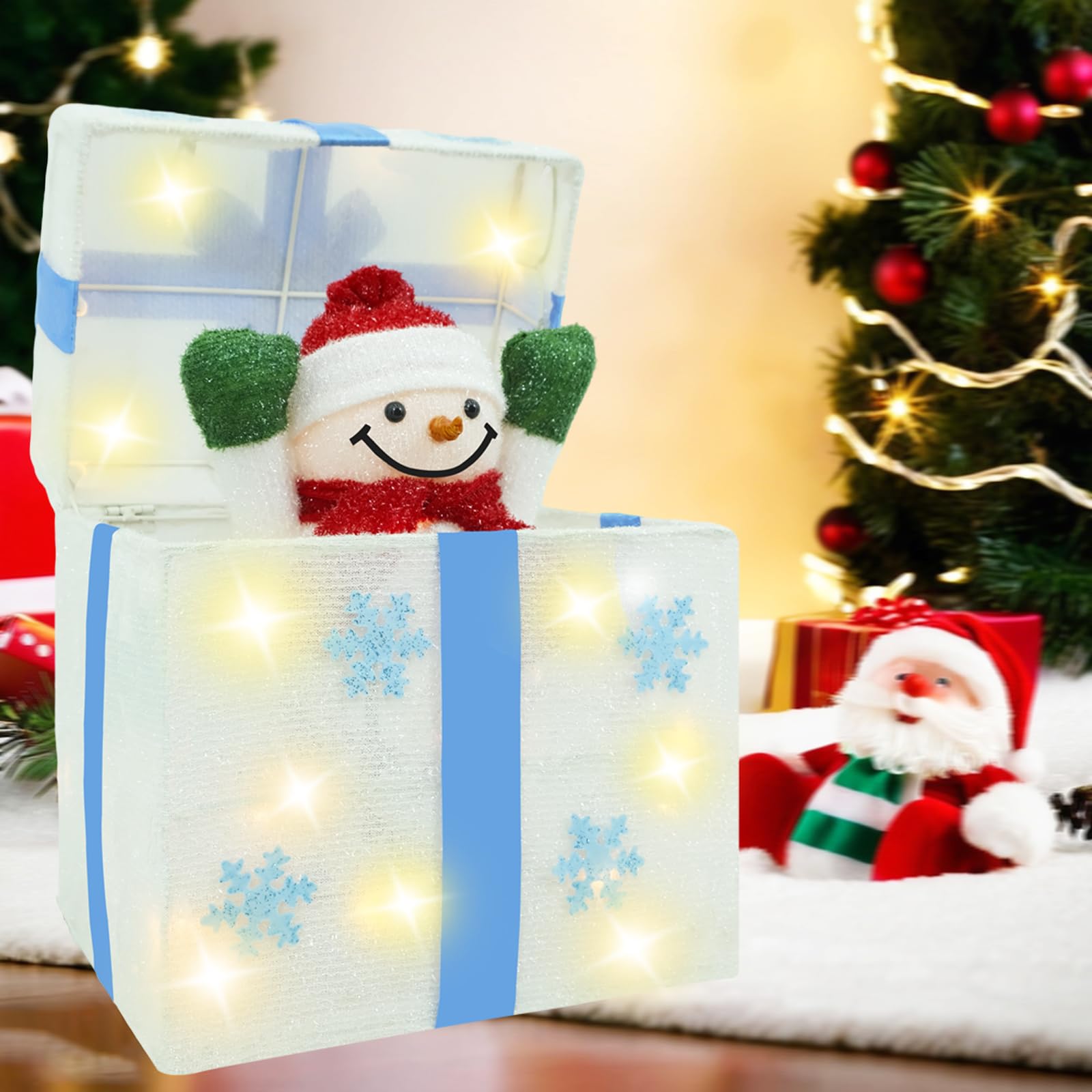 ENCMY porch setup with gift box creating welcoming holiday entrance atmosphere