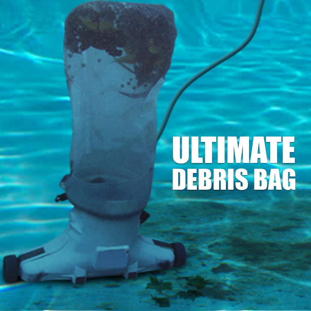 Endless Patio bag in backyard pool scene showing improved cleanup and convenience