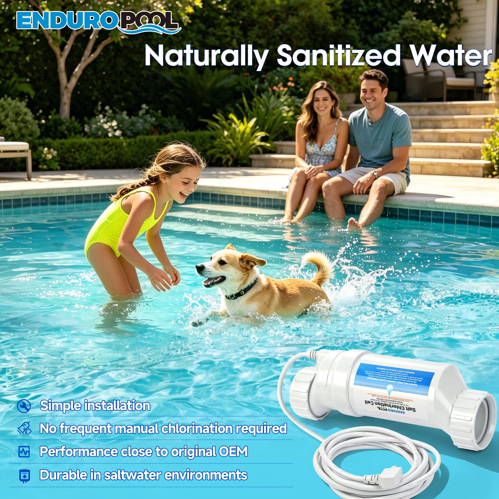 Enduropool pearl white polyethylene finish showing impact resistance and clean aesthetics