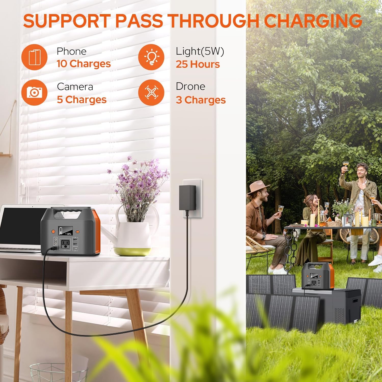 EnginStar AC outlet close-up illustrating 110V 150W power for small appliances