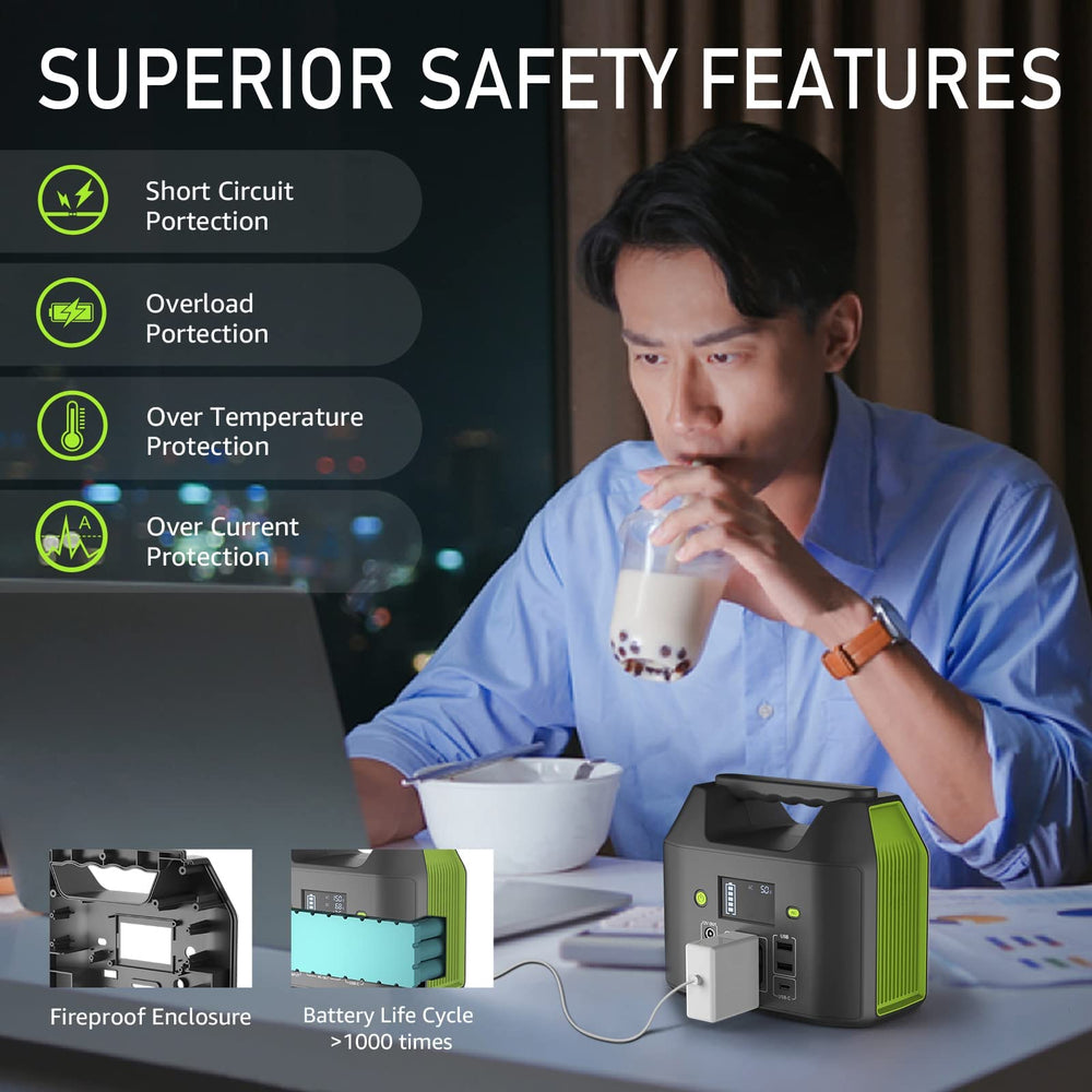 EnginStar powering a small appliance from AC outlet, reliable home backup benefit