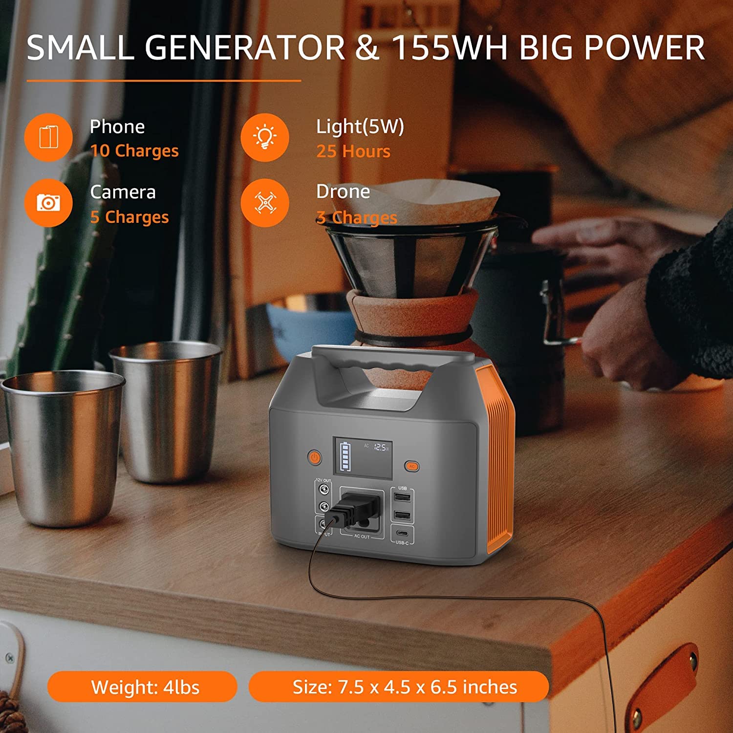 EnginStar powering camping gear outdoors to keep lights and devices running