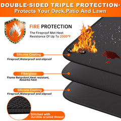ENGPOW mat under gas grill on patio, prevents grease stains and burns