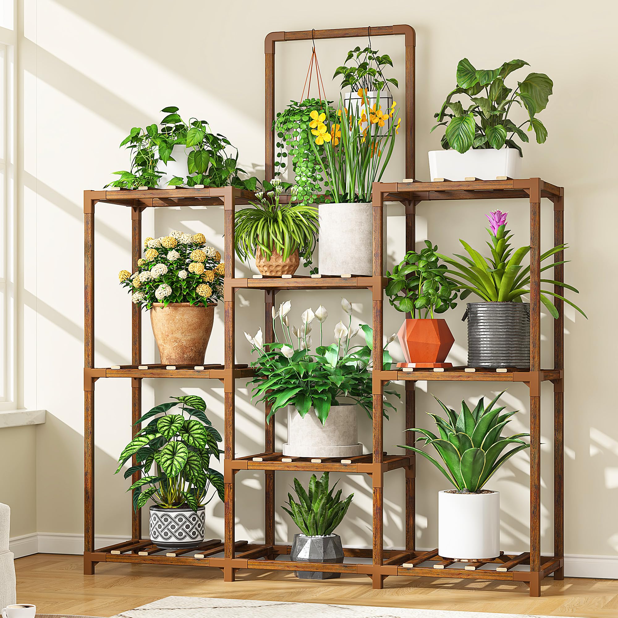 EnHomee full 8-tier stand front view showing organized plant display and space saving