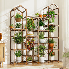EnHomee front view tall plant stand showing multi-tier display and space saving