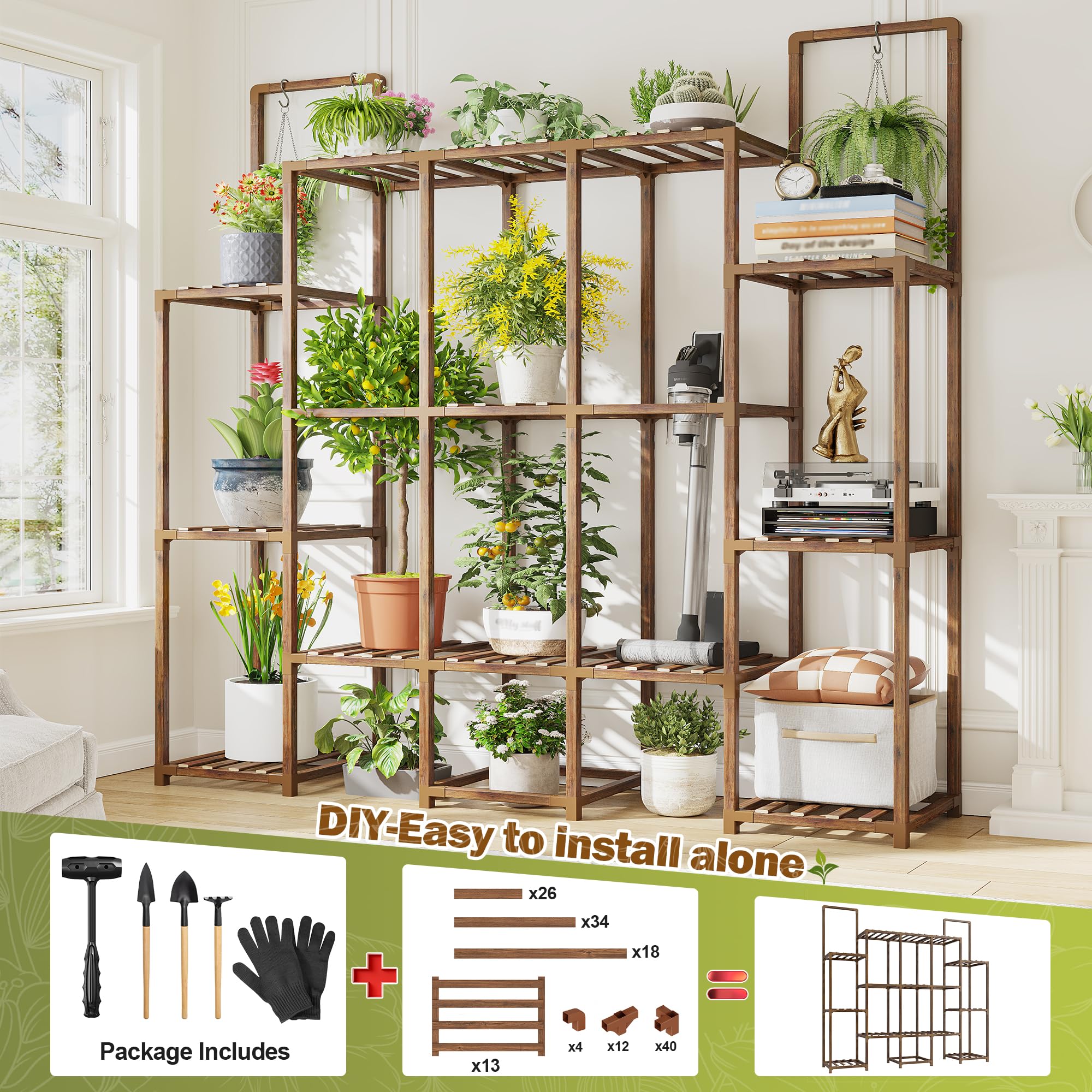 EnHomee hanging rods holding baskets to expand capacity and display benefit