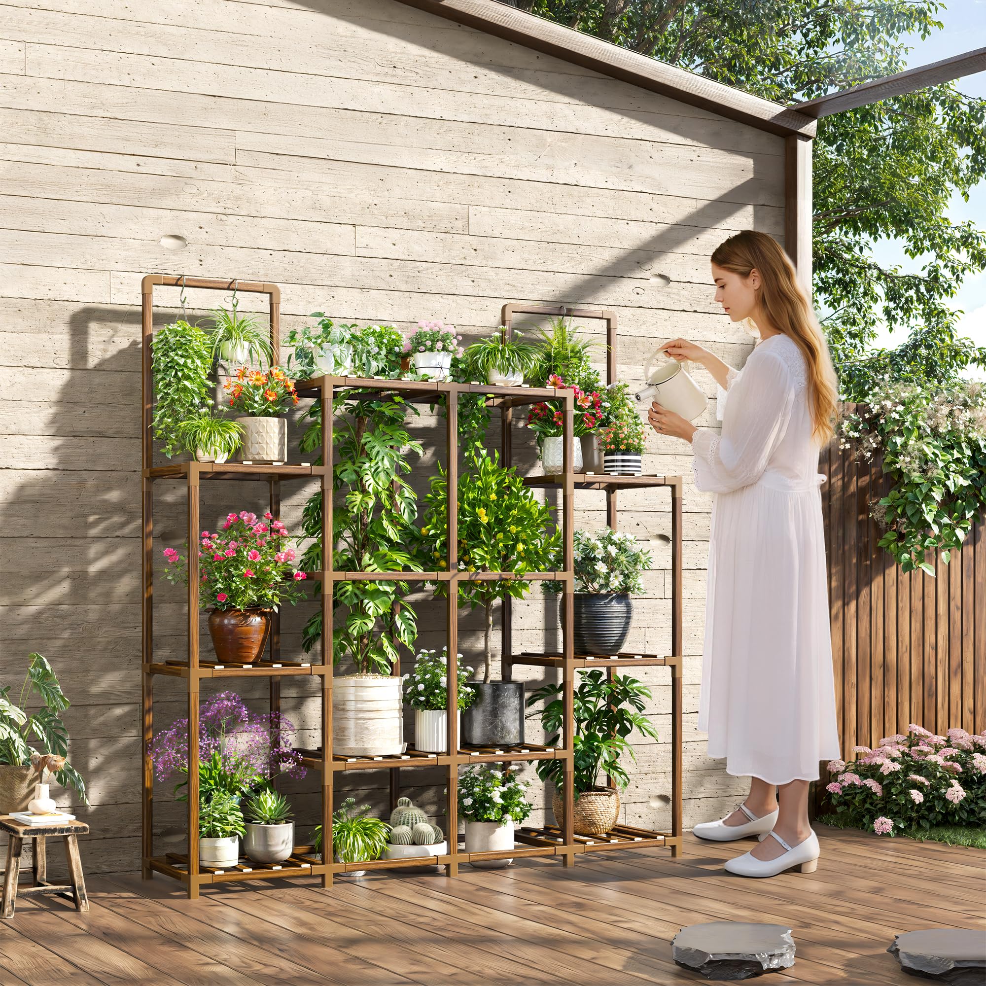 EnHomee on balcony with mixed plants showing decorative outdoor styling