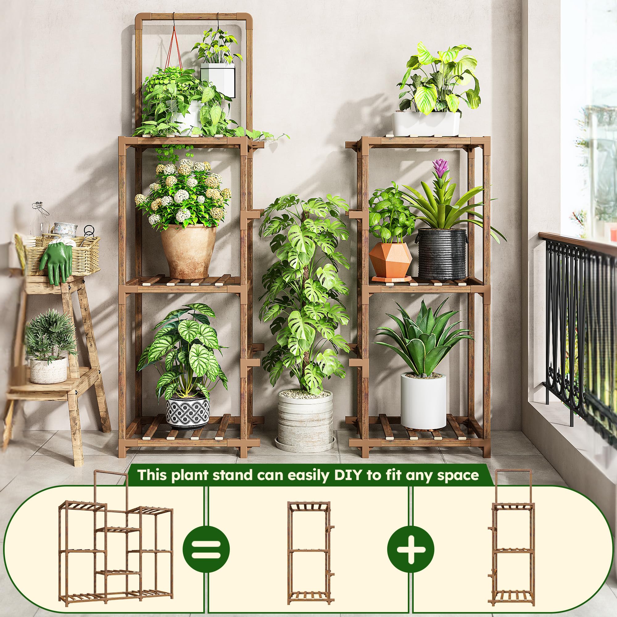 EnHomee patio lifestyle shot showing attractive display and improved airflow for plants