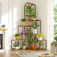 EnHomee shelves loaded with potted plants top-down view showing generous planting space benefit