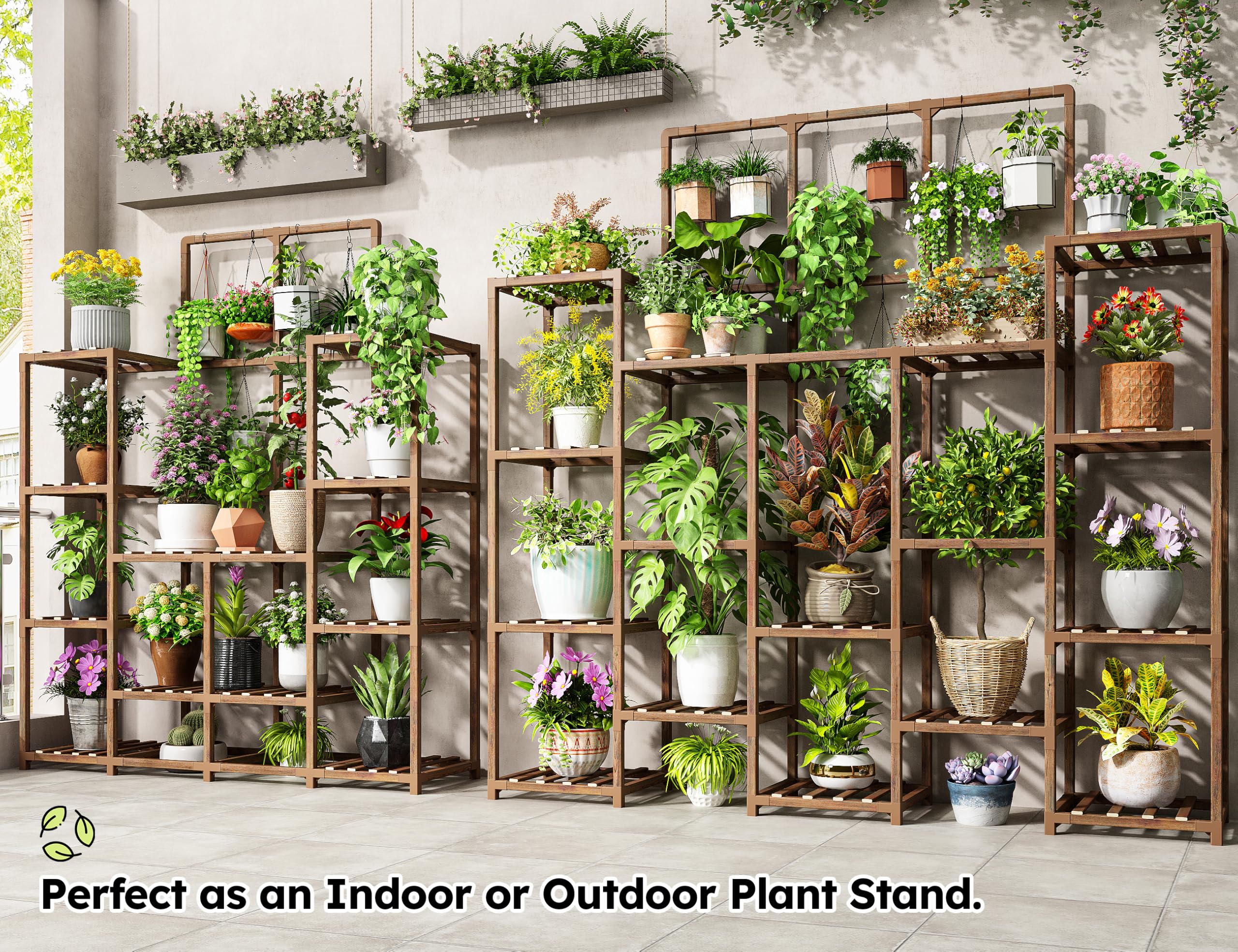 EnHomee tier detail with built-in hooks supporting hanging planters