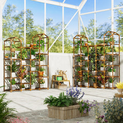 EnHomee tier detail with assorted pots showing organized plant placement