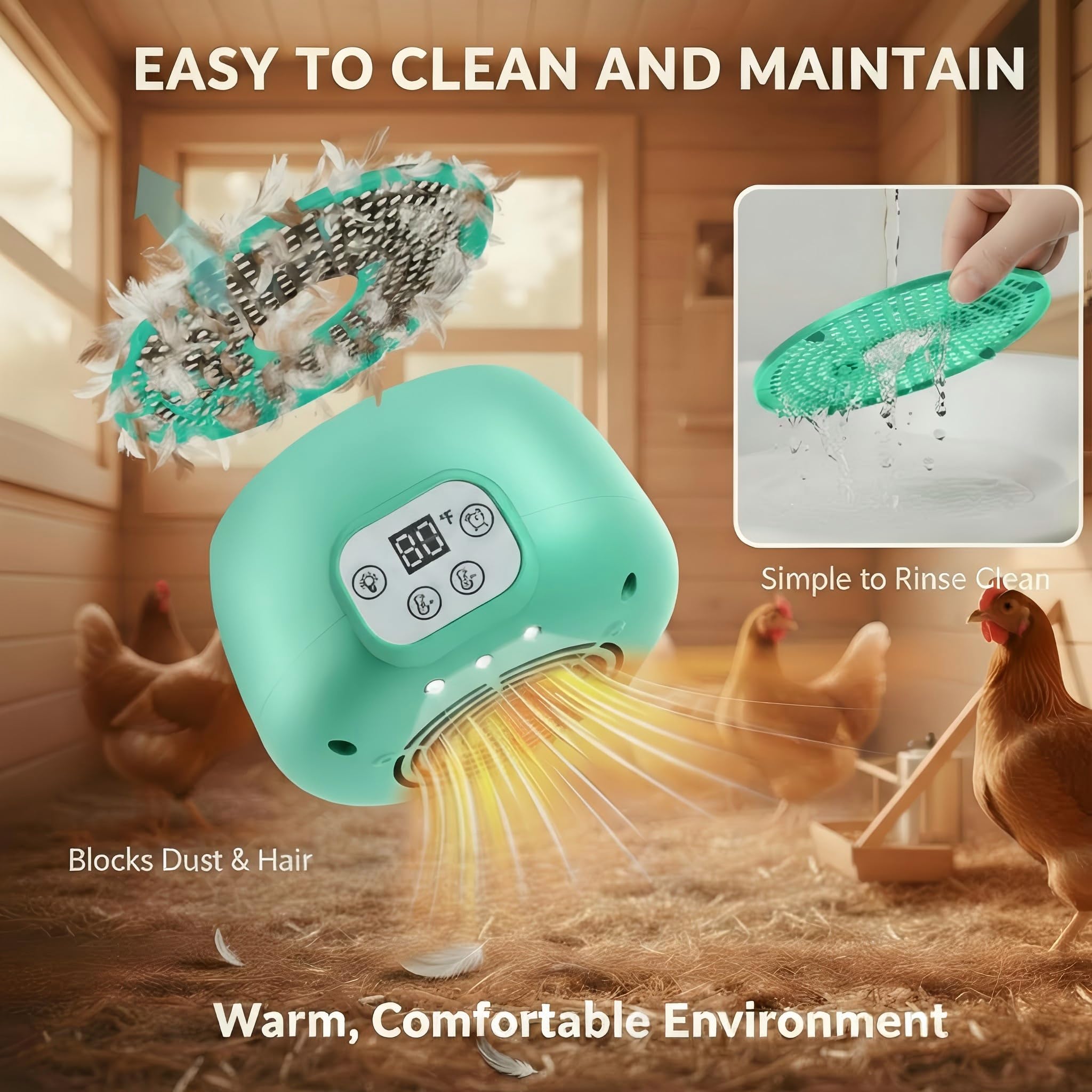 Enhon heater mounted inside a brooder box creating a cozy microclimate