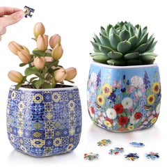 Enhon Portuguese tiles planter front view showing vibrant pattern and decorative appeal