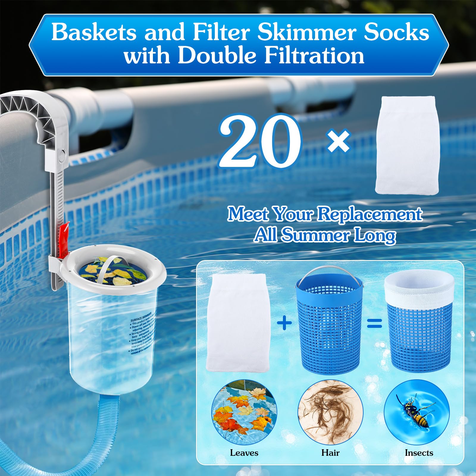 Enhon skimmer mounted on above-ground pool wall demonstrating stable fit and suction
