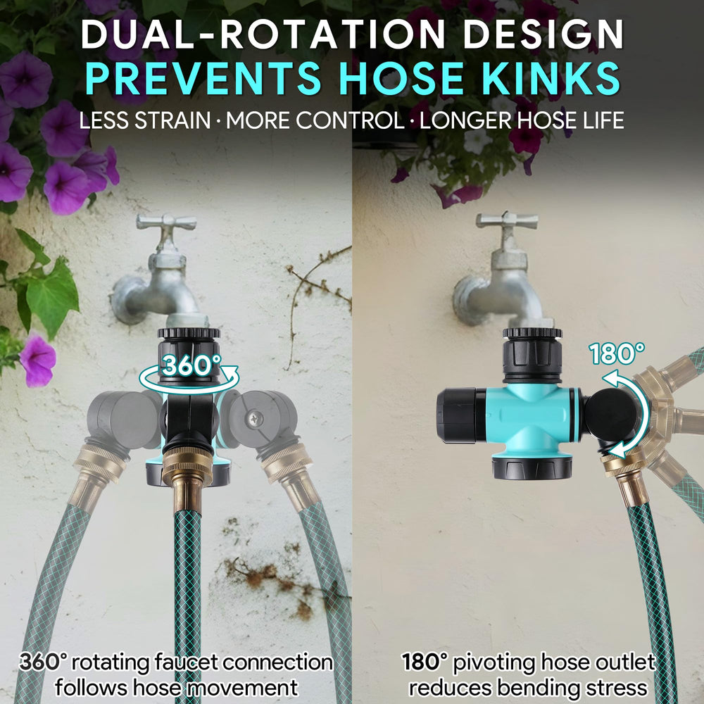 Enhon swivel joint in motion demonstrating 360-degree rotation to prevent kinks