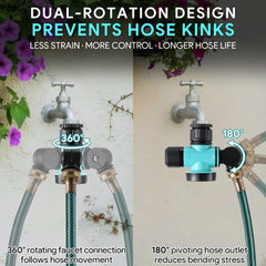 Enhon swivel joint in motion demonstrating 360-degree rotation to prevent kinks