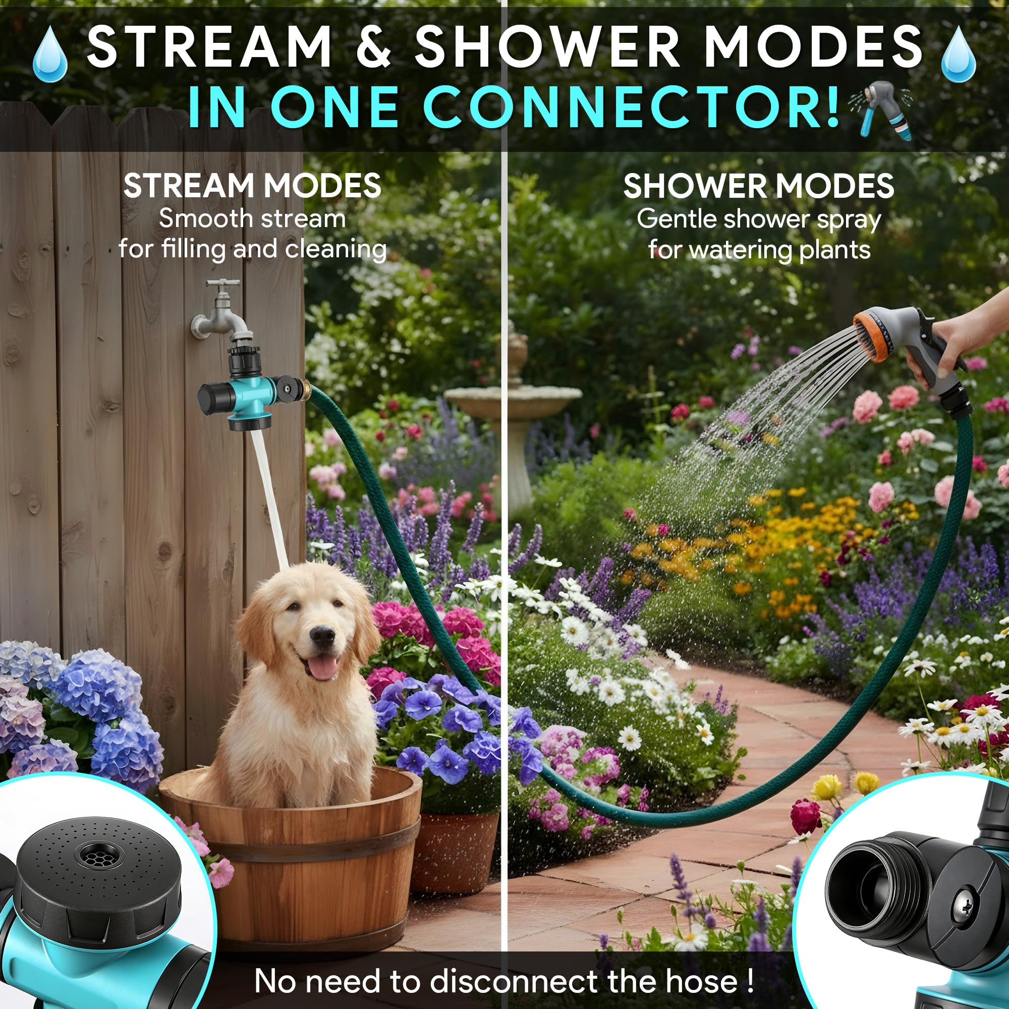 Enhon three pack layout showing three extenders ready for multiple outdoor faucets