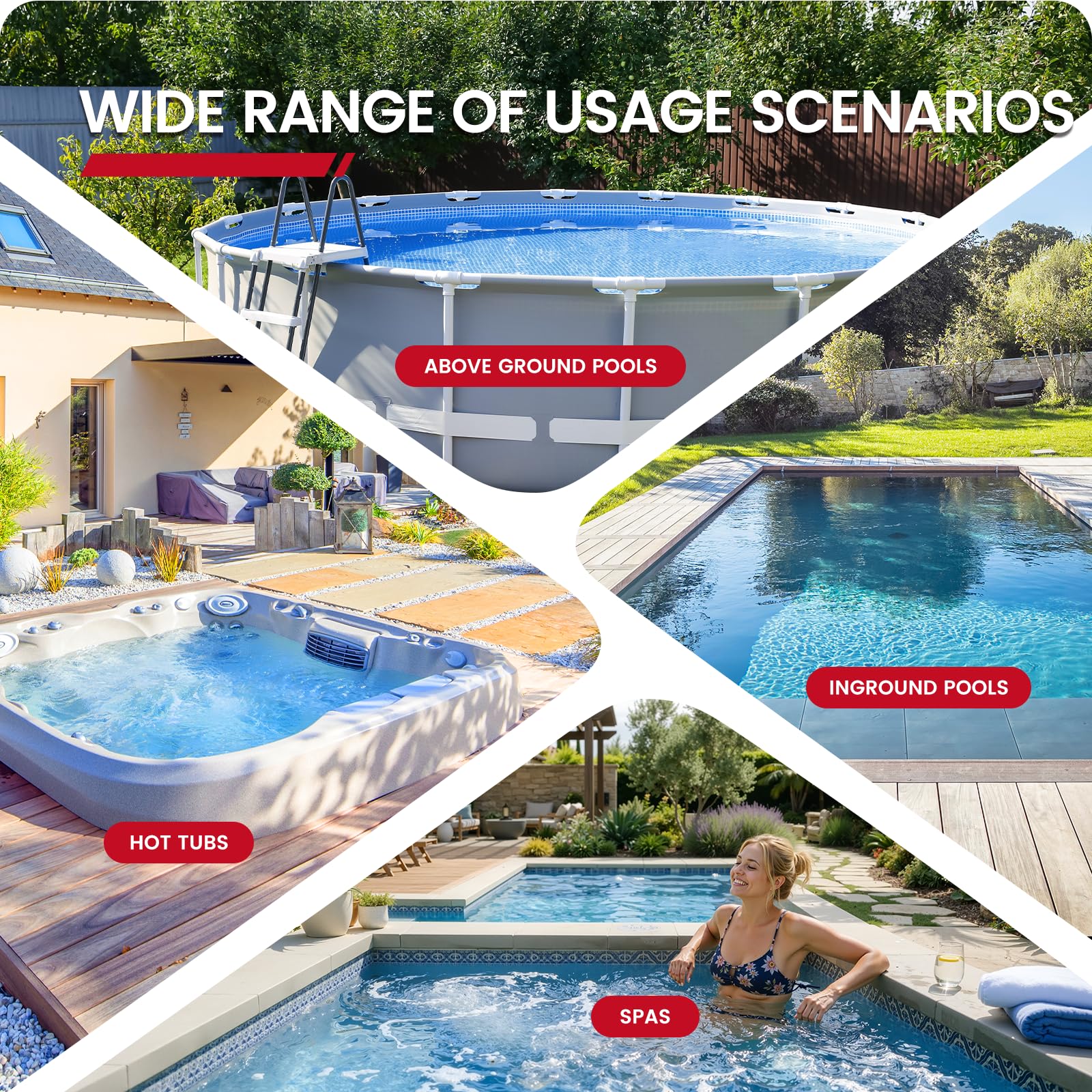 Enhulk PC68 Pro in backyard pool scene showing portable cleaning convenience