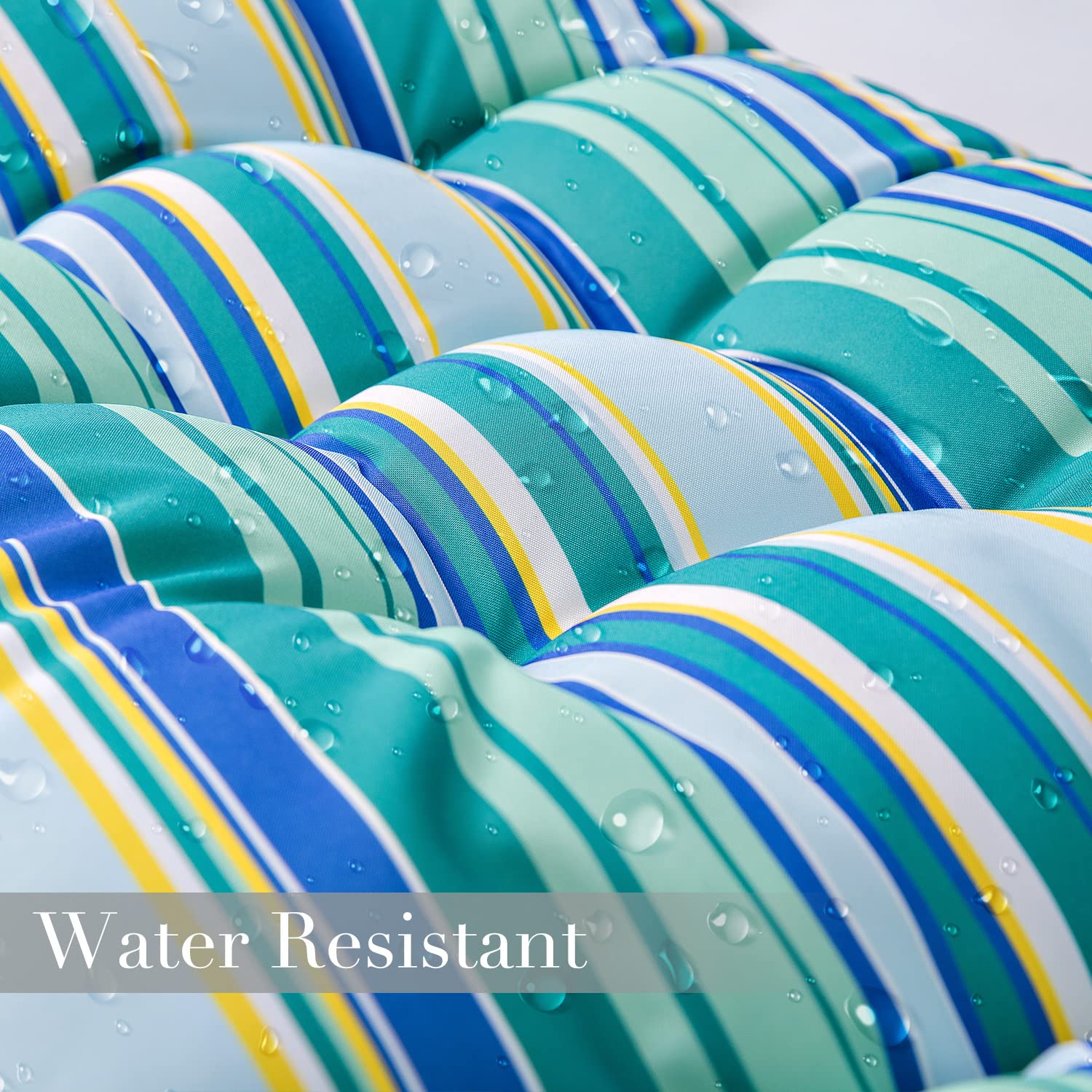 Enipate cushion in use on patio chair for relaxed seating