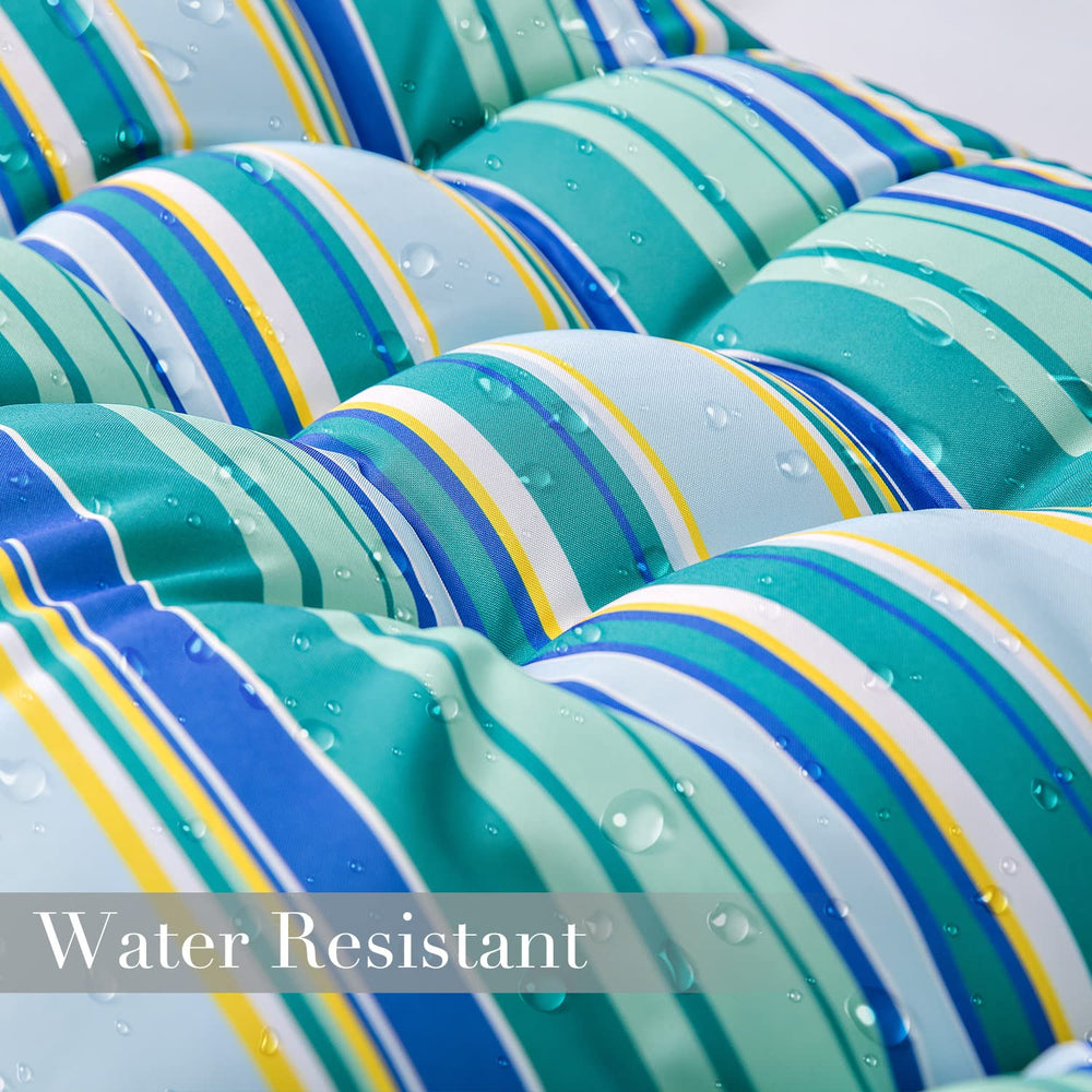 Enipate cushion in use on patio chair for relaxed seating