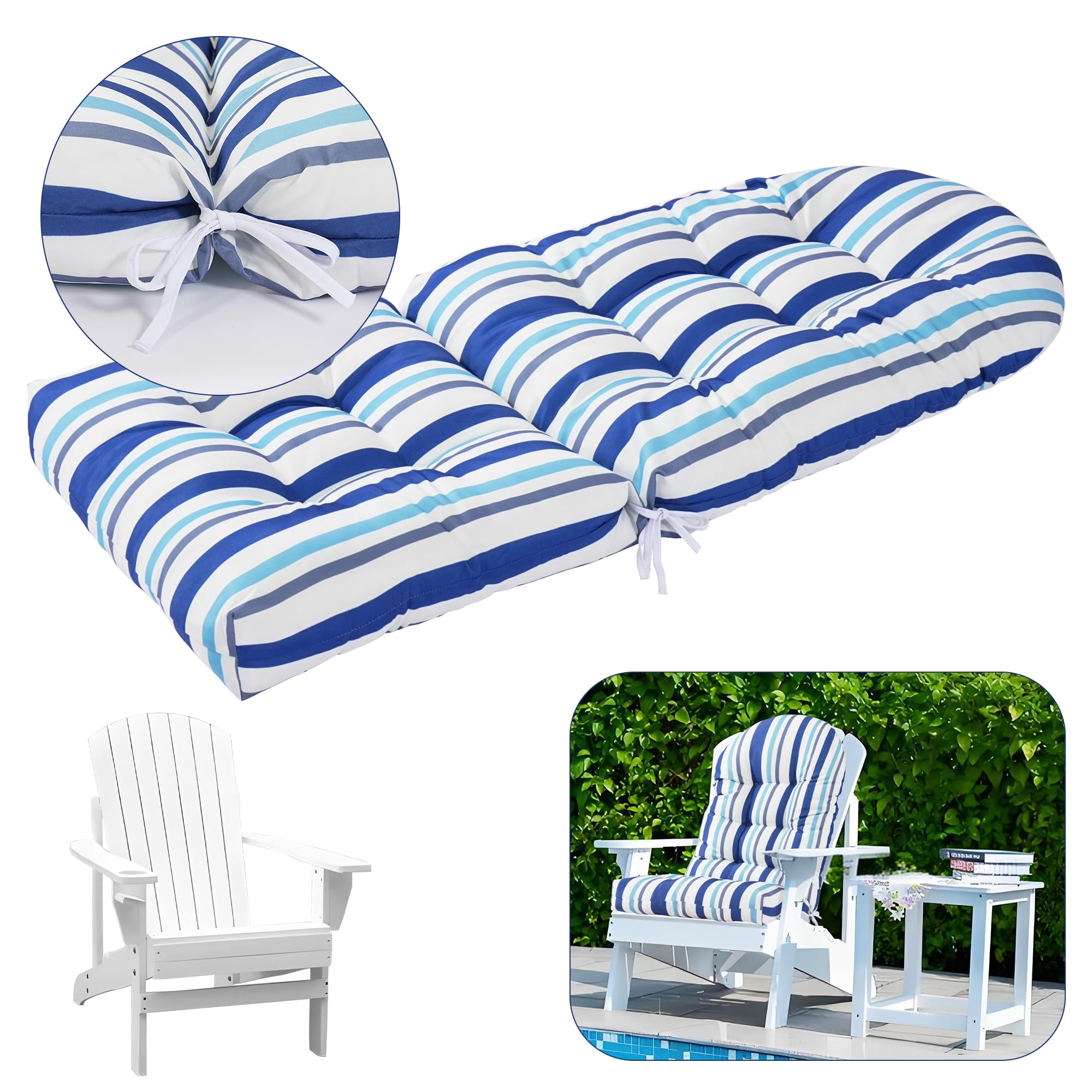 Enipate cushion in use on porch Adirondack chair demonstrating improved comfort