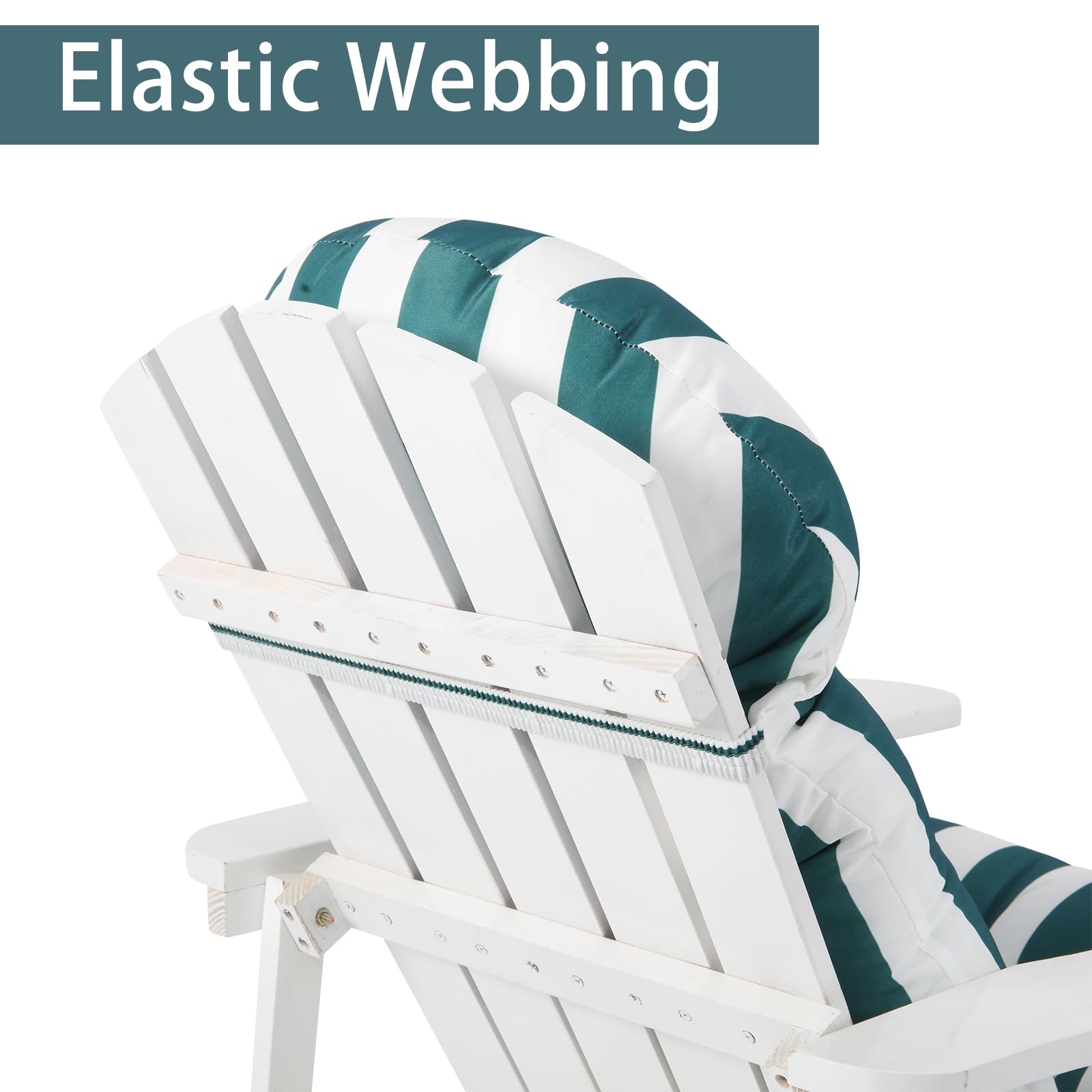 Enipate cushion on wooden Adirondack chair on patio enhancing comfort