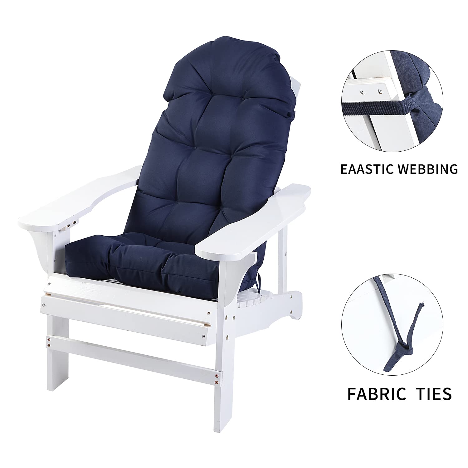 Enipate cushions installed on Adirondack chair demonstrating improved comfort benefit