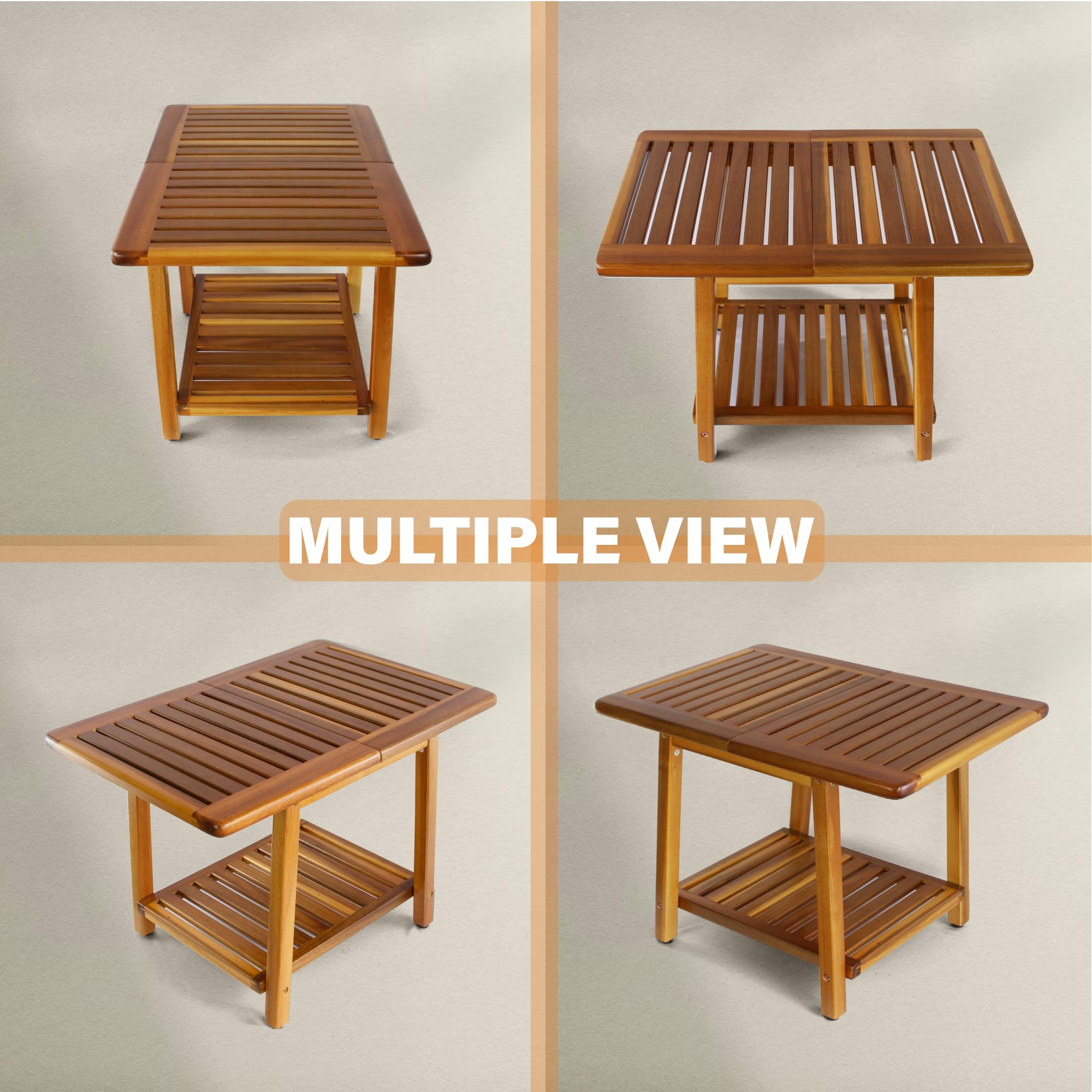ENKEZI table in use on patio holding drinks and snacks for convenience