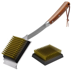 ENLOY front view of 17-inch grill brush showing full tool and benefits