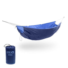 ENO Ember underquilt front view in Pacific showing streamlined protection and packability
