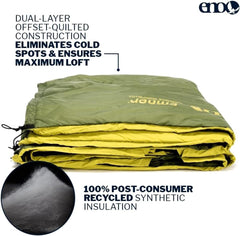 ENO compressed underquilt in stuff sack demonstrating compact transportability