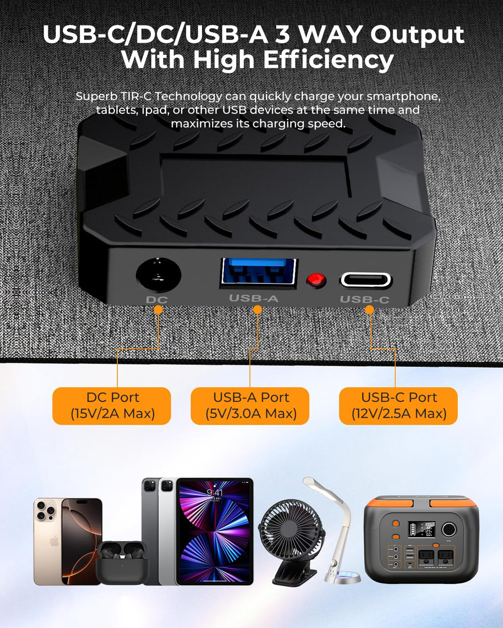 ENOFLO YT30 open on sunlight converting solar energy for fast device charging