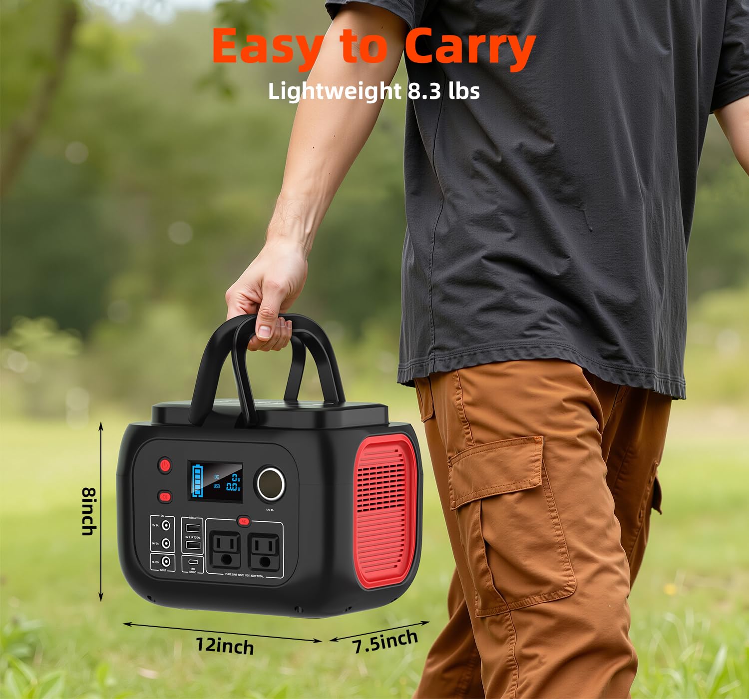 ENOFLO in camping setup running lights and small appliances outdoors
