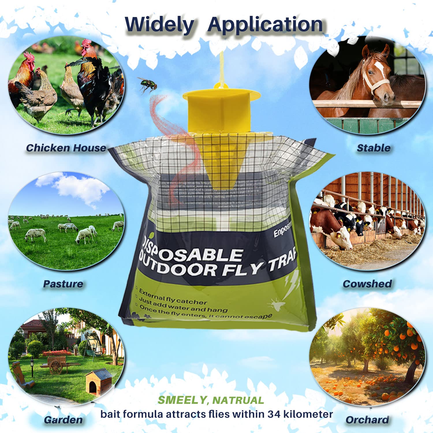 Enposmre hung near a chicken coop reducing fly activity around animals