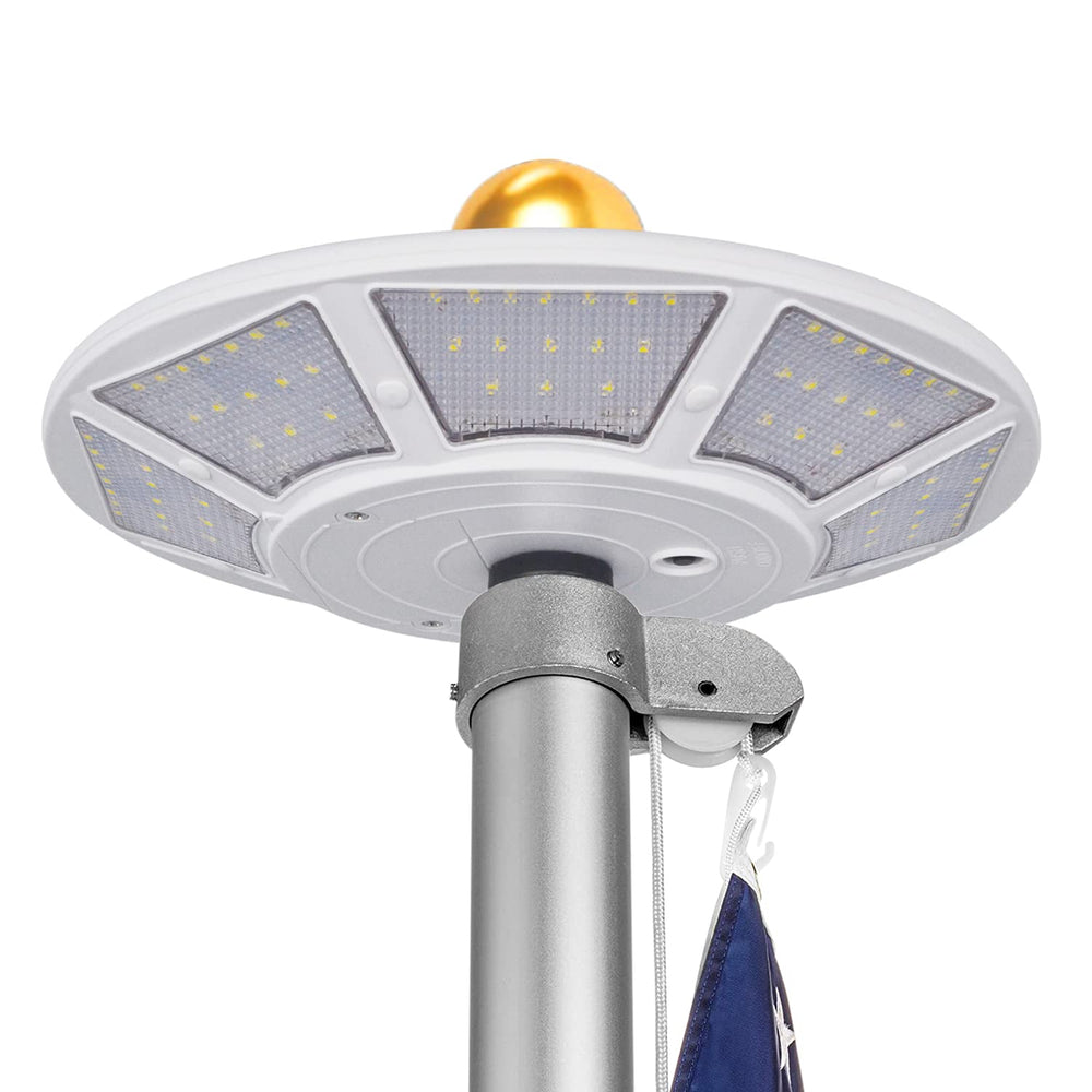 enrybia front view of the flag pole light showing full-coverage illumination benefit