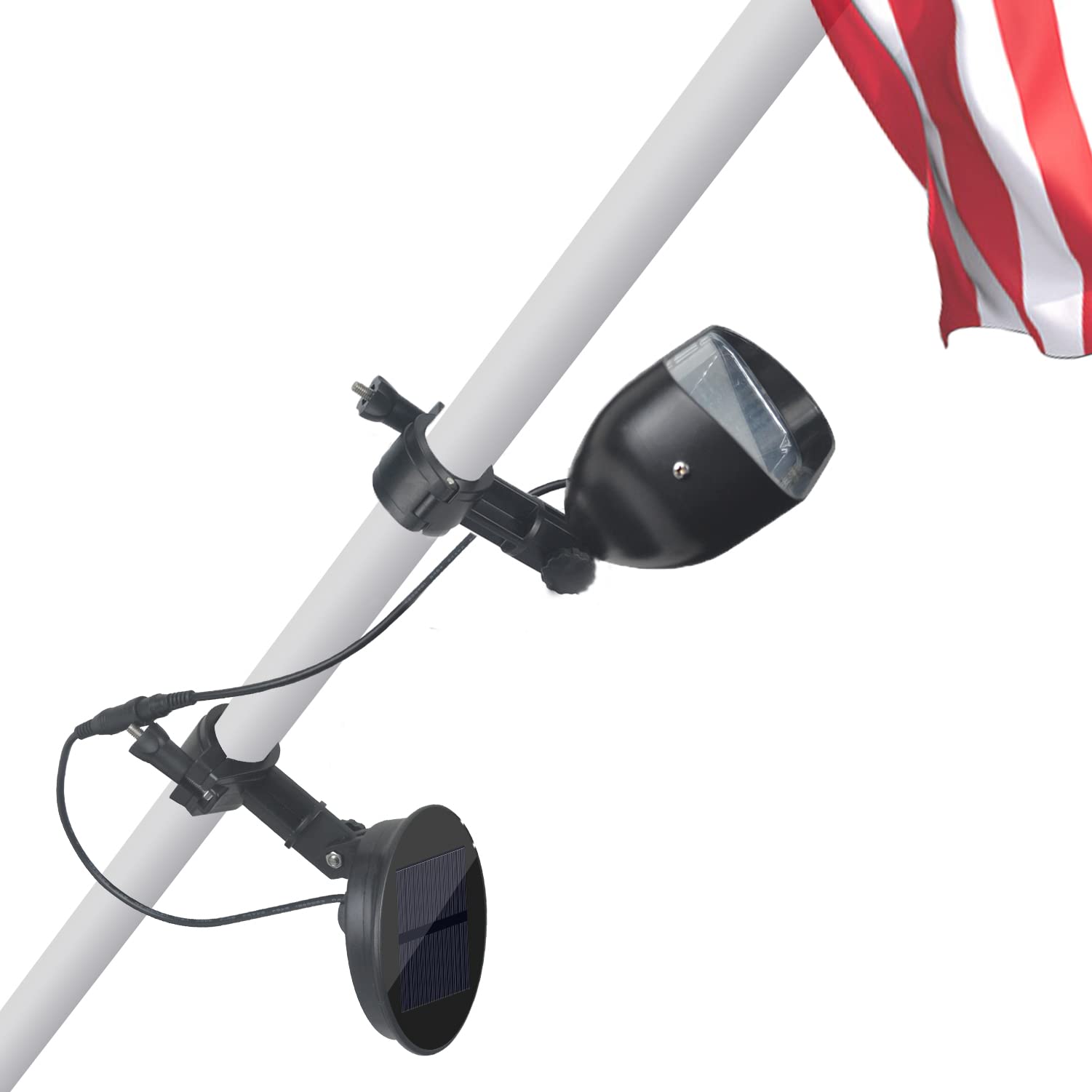 enrybia installed in yard lighting a flag and enhancing evening curb appeal