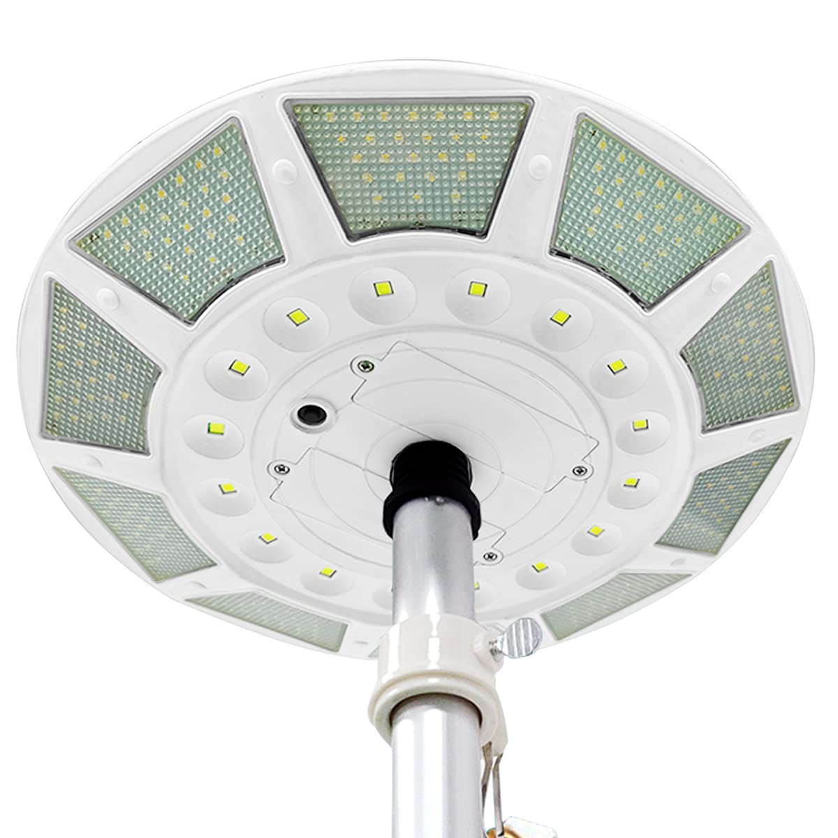 enrybia front view of solar flag pole light showing compact design and bright output