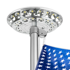 enrybia front view of flag pole light showing compact design and easy top-mounting benefit
