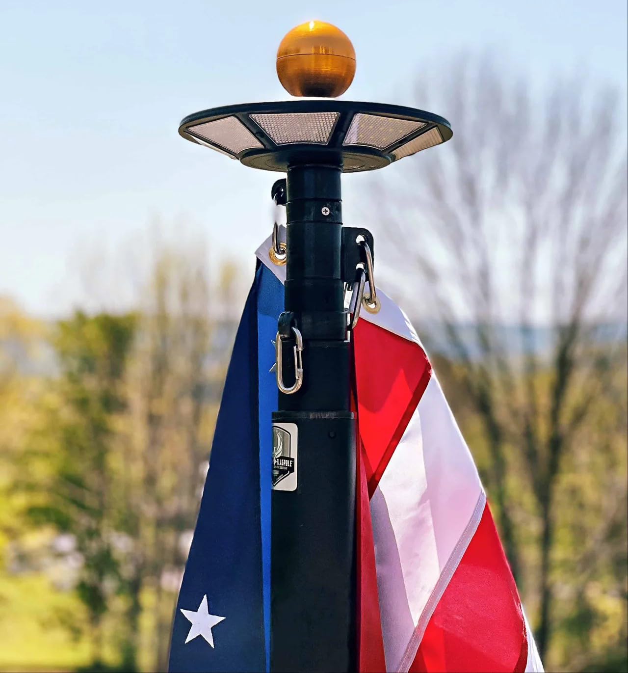 enrybia night shot showing bright flag illumination and uniform light spread