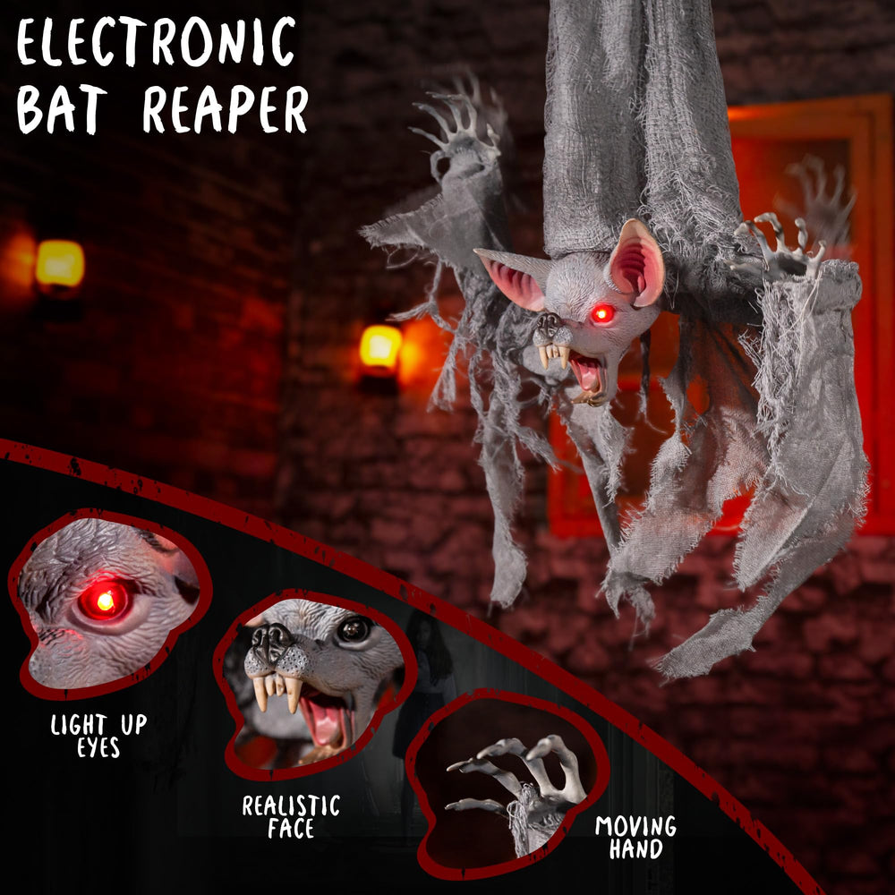 Entehaus bat reaper glowing red eyes close-up for intense visibility