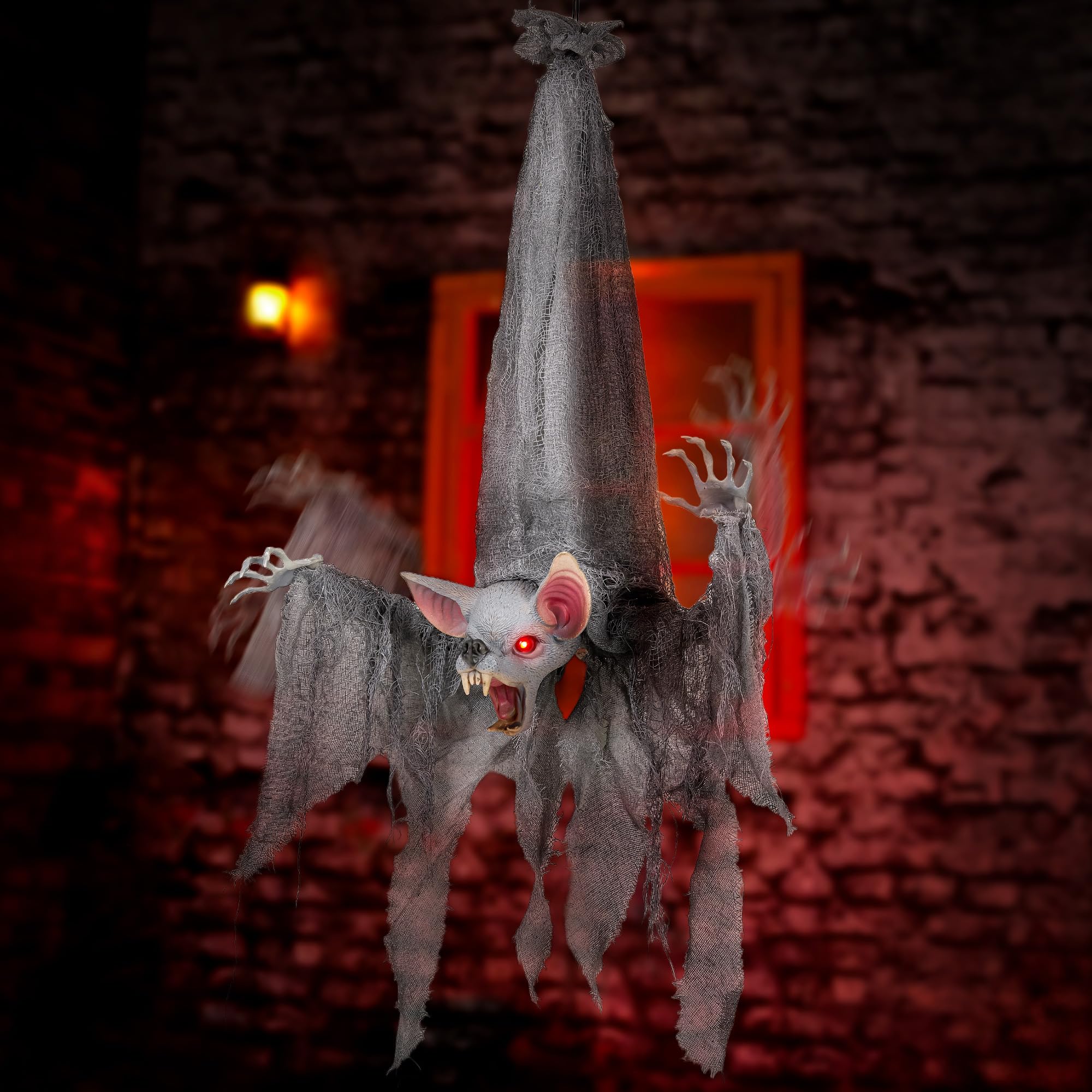Entehaus bat reaper front view showing full 36-inch spooky presence