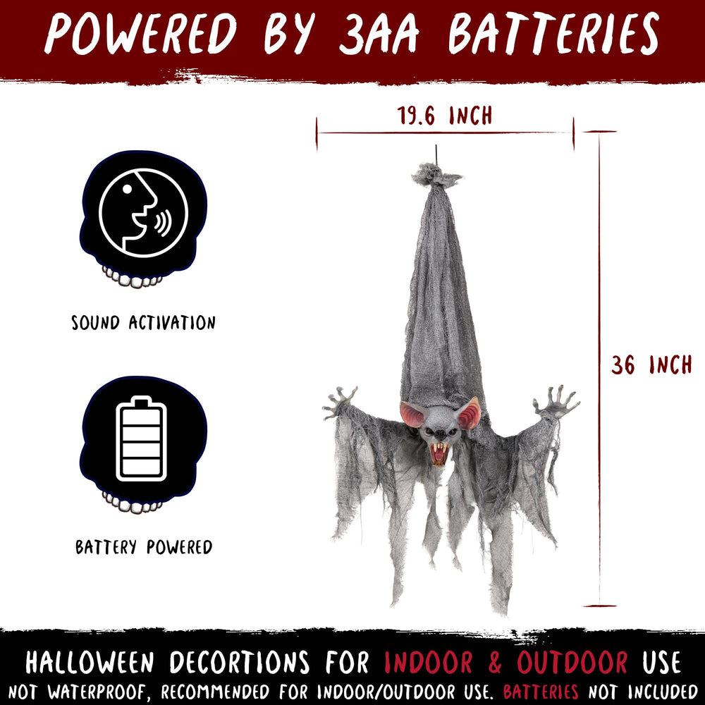 Entehaus bat reaper hanging on porch creating instant fright ambiance