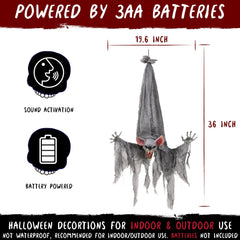 Entehaus bat reaper hanging on porch creating instant fright ambiance