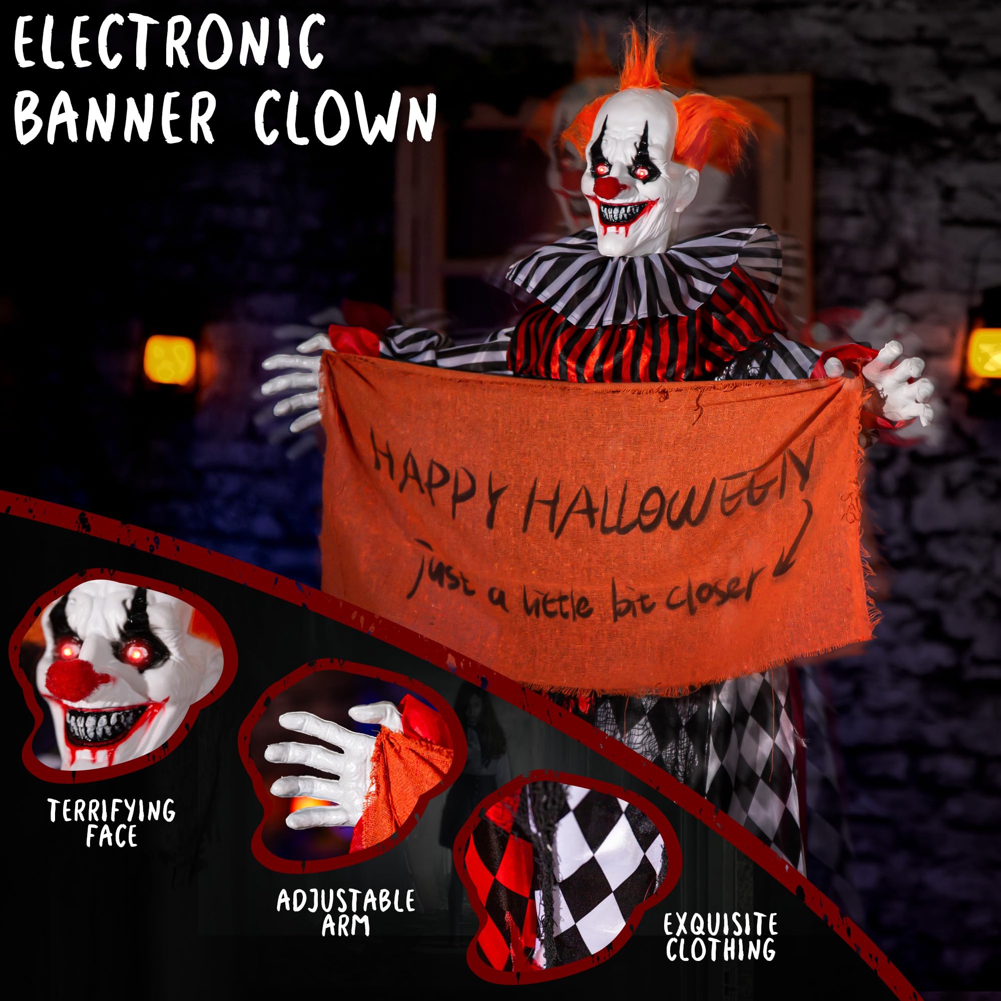 Entehaus close-up of clown face texture highlighting realistic details and fright factor